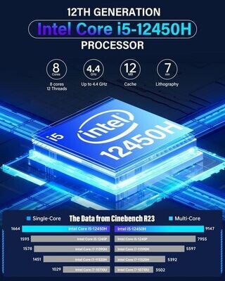 Besti 2.0 🎮 Intel i5-12450H 12ª Gen | 16 GB DDR4 | Doppio SSD: 512GB NVMe/2TB SSD NVMe 🕹️ Con ISO 38.6 Plus (versione 25) 1 Unità