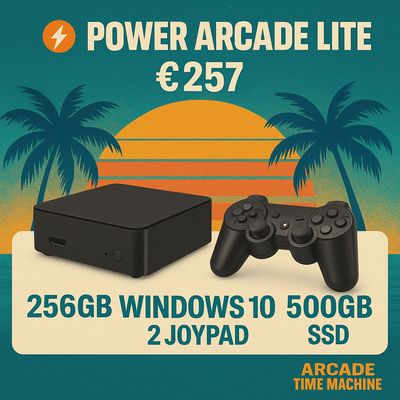 🚀 PowerArcade Lite - Mini PC Plug &amp; Play per il retrogaming 🎮💾 SSD 500gb, 2 joypad inclusi, 🔥 Coin Op da bar fino Ps2, Dreamcast, Xbox e molto altro!🛡 Classe A con garanzia, 1 Unità