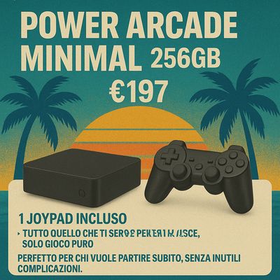 Power Arcade Minimal! 🎮💾 Ssd 256GB, 1 joypad inclusi, 🔥 Coin Op da bar fino Ps2, Dreamcast, Xbox e molto altro!🛡 Classe A con garanzia, NON DISPONIBILE