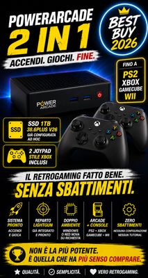 🎮 PowerArcade 2 in 1 – Plug&amp;play pronto all’uso. Colleghi la TV. Accendi. Giochi. 2 unità