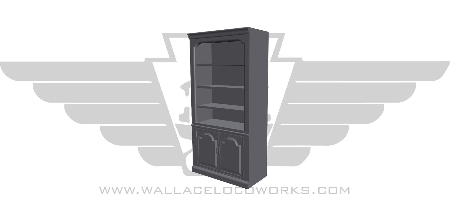 HO: Large Bookcase with Cabinets