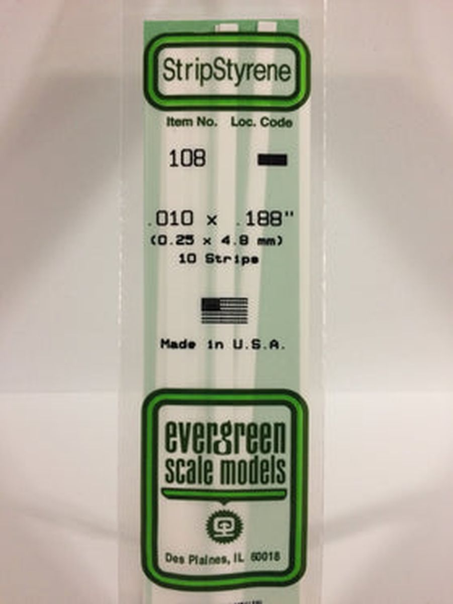 EVERGREEN Strips 108  .010 x 188". (10)