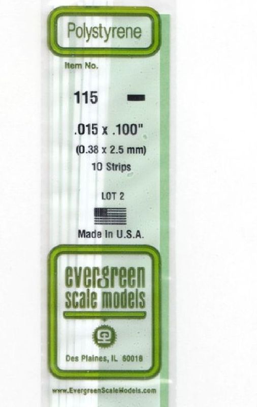 EVERGREEN Strips 115 .015 x 100". (10)