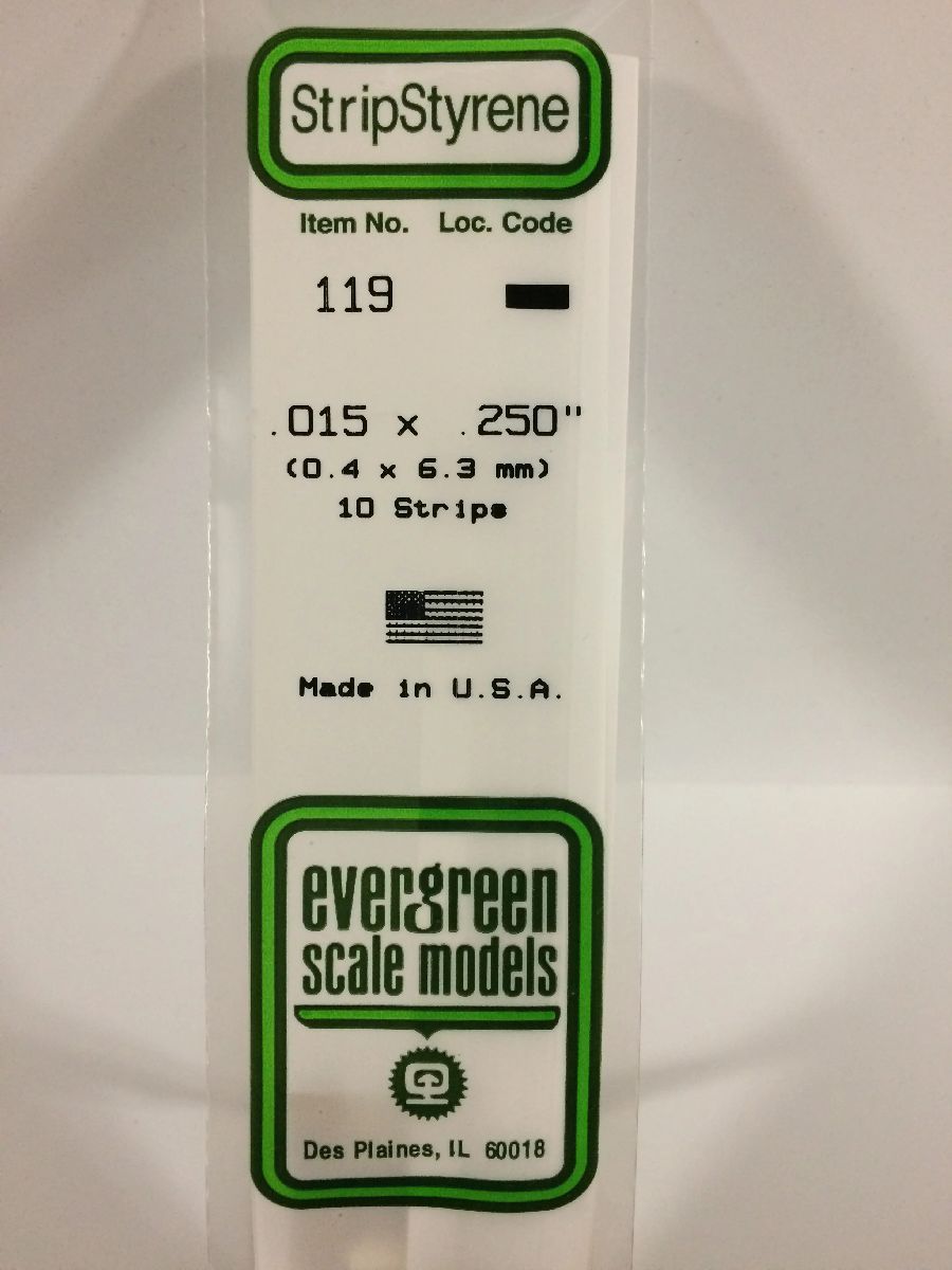 EVERGREEN Strips 119 .015 x .250". (10)