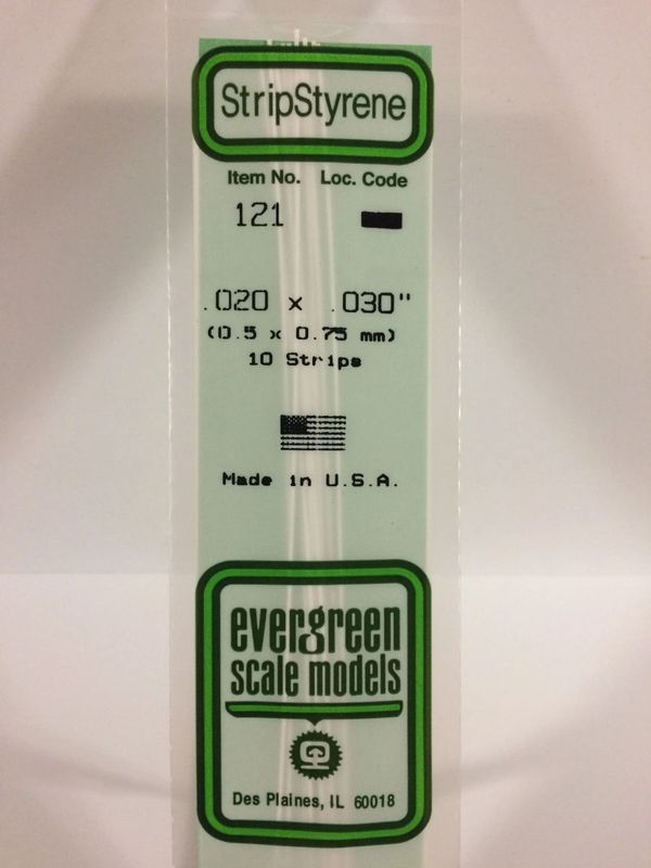 EVERGREEN Strips 121 .020 x .030. (10)