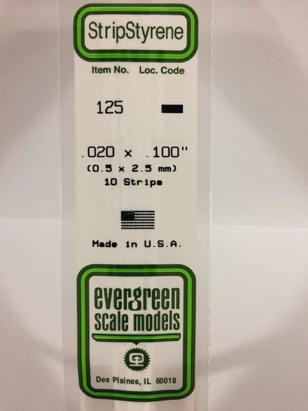 EVERGREEN Strips 125 .020 x 100. (10)