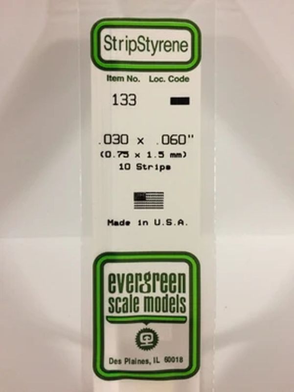 EVERGREEN Strips 133 .030 x .060 (10)