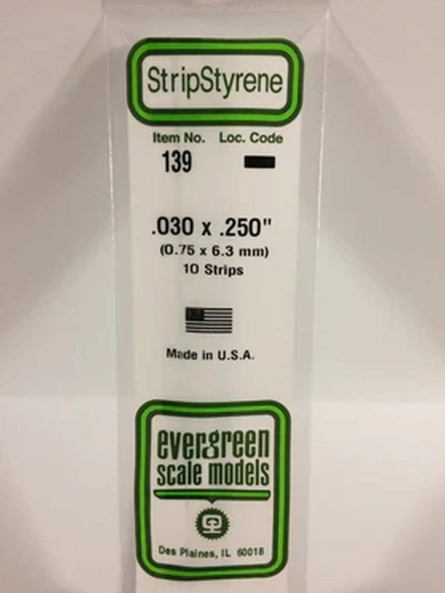 EVERGREEN Strips 139 .030 x .250 (10)