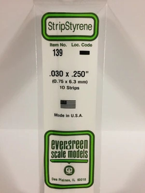 EVERGREEN Strips 139 .030 x .250 (10)