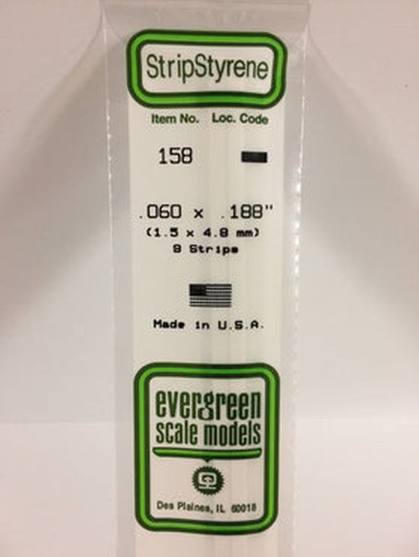 EVERGREEN Strips 158 .060 x .188 (10)