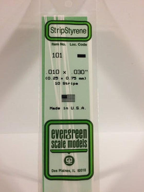 EVERGREEN Strips 101  .010 x 0.30". (10)