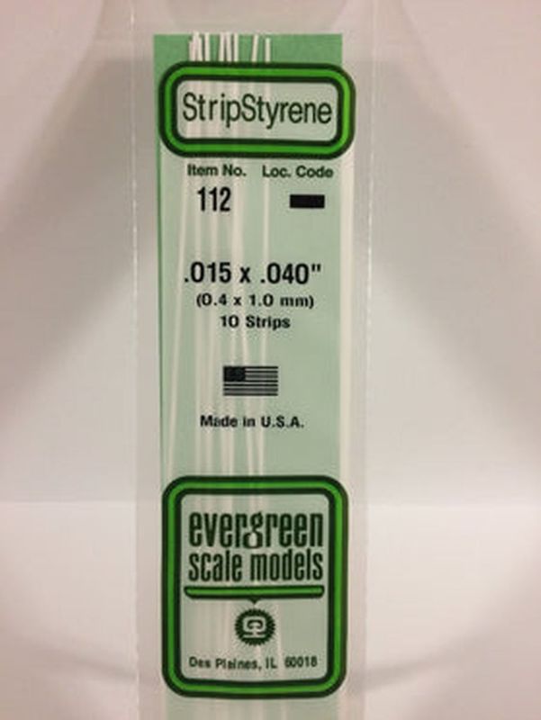 EVERGREEN Strips 112  .015 x 0.40". (10)