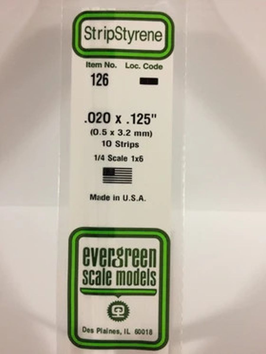 EVERGREEN Strips 126 .020 x 125. (10)