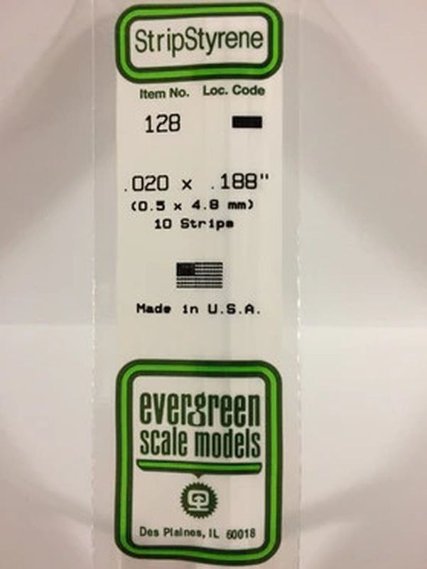 EVERGREEN Strips 128 .020 x .188(10)