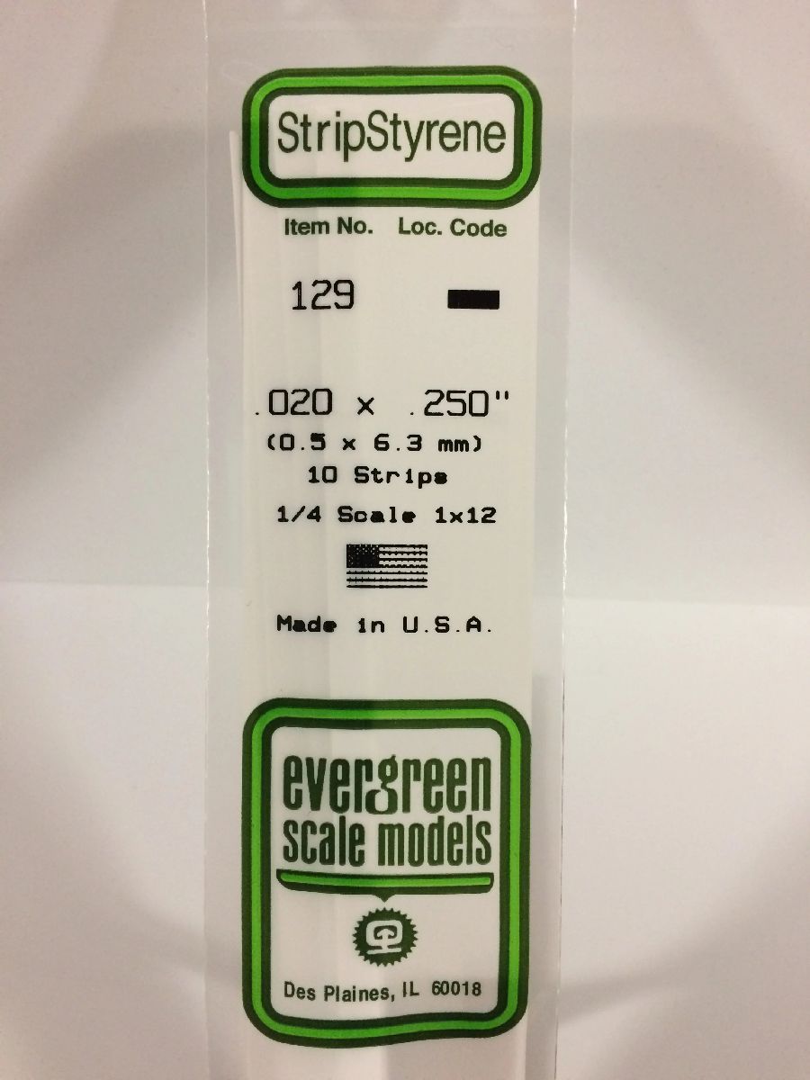 EVERGREEN Strips 129 .020 x .250 (10)