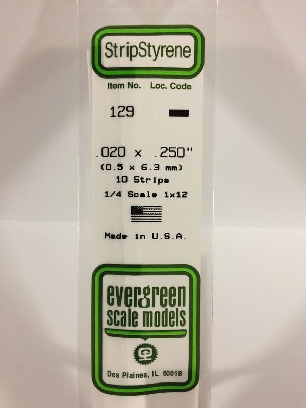 EVERGREEN Strips 129 .020 x .250 (10)