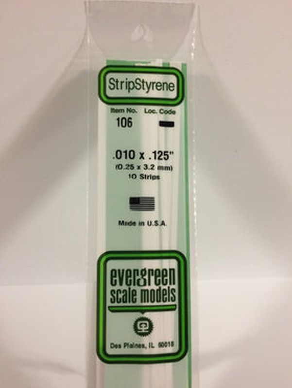 EVERGREEN Strips 106  .010 x 125". (10)