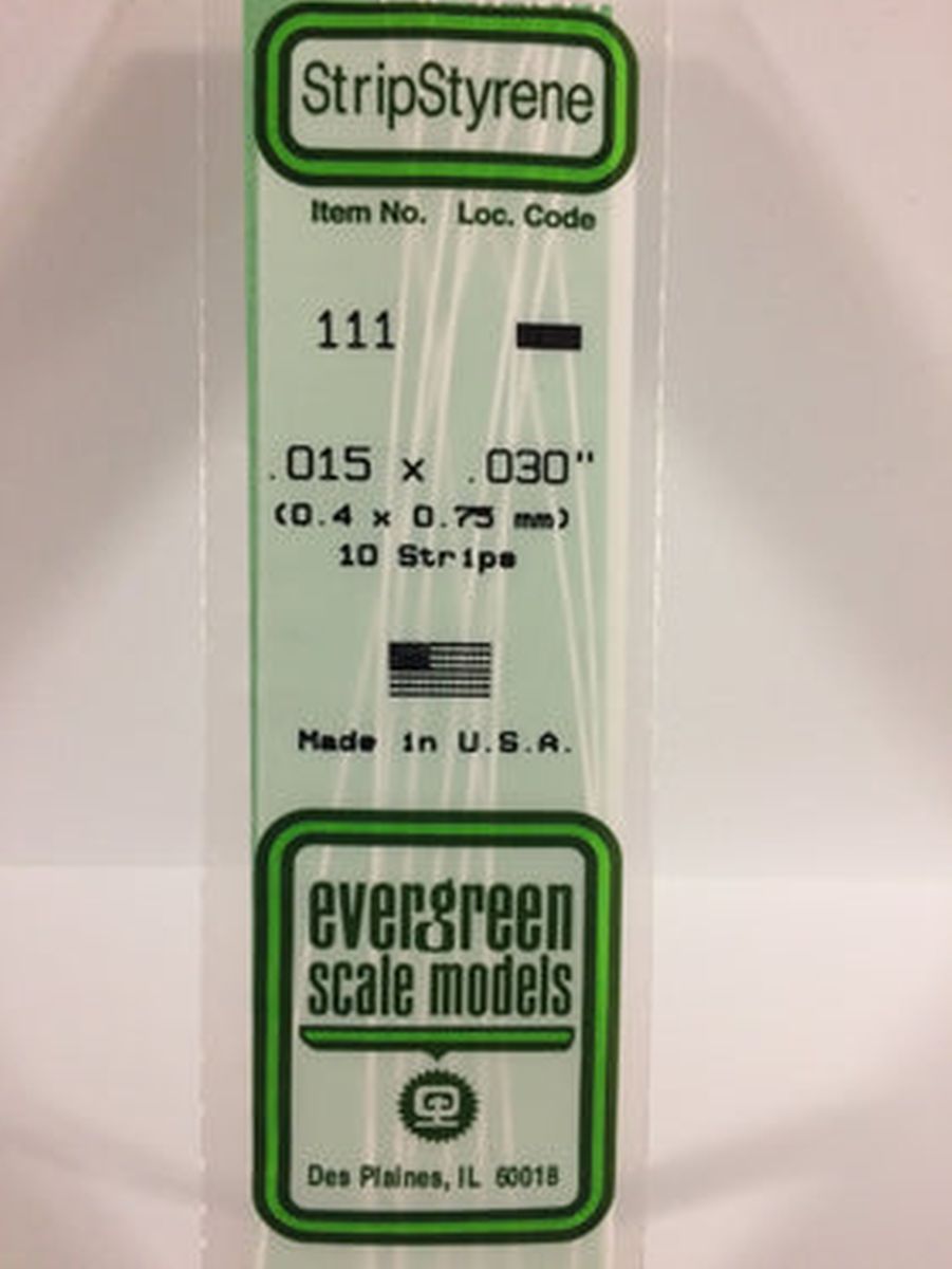 EVERGREEN Strips 111  .015 x 0.30". (10)