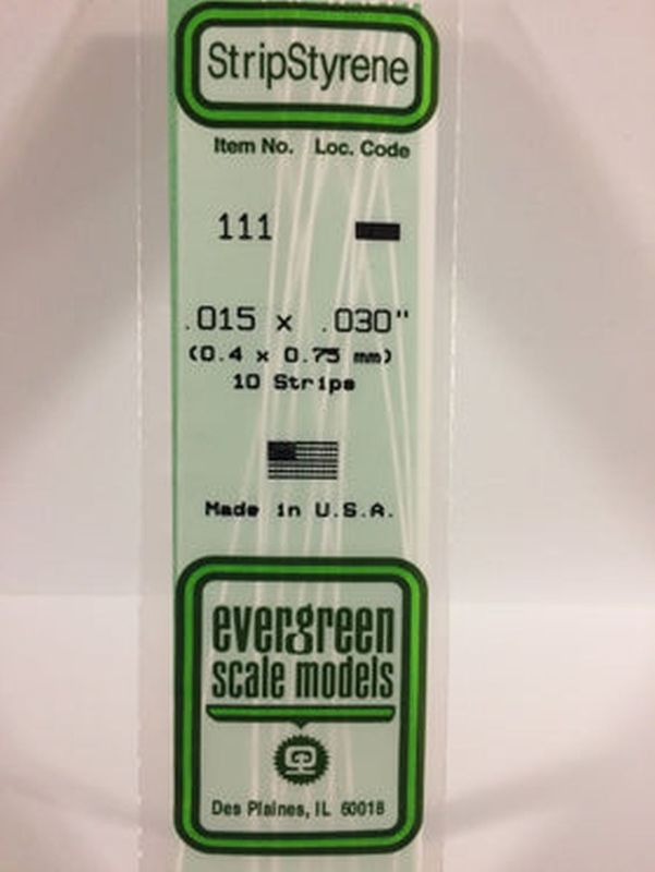 EVERGREEN Strips 111  .015 x 0.30". (10)