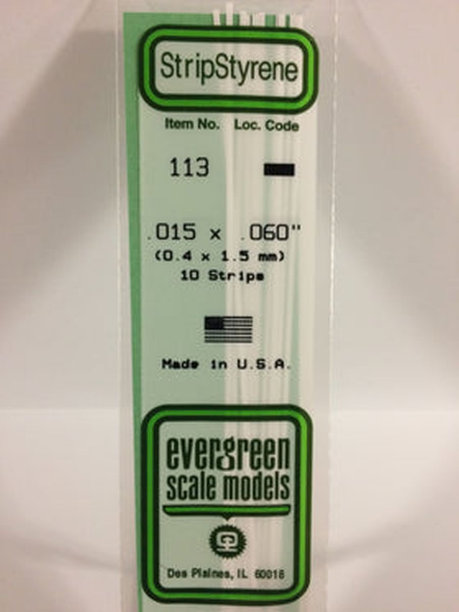 EVERGREEN Strips 113  .015 x 0.60". (10)