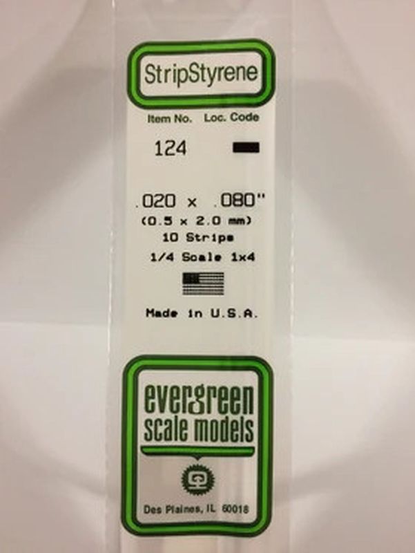 EVERGREEN Strips 124 .020 x .080. (10)