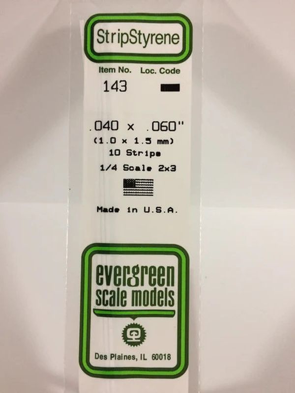 EVERGREEN Strips 143 .040 x .060 (10)