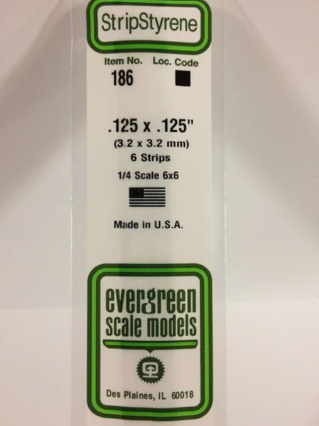 EVERGREEN Strips 186 .100 x .250 (6)