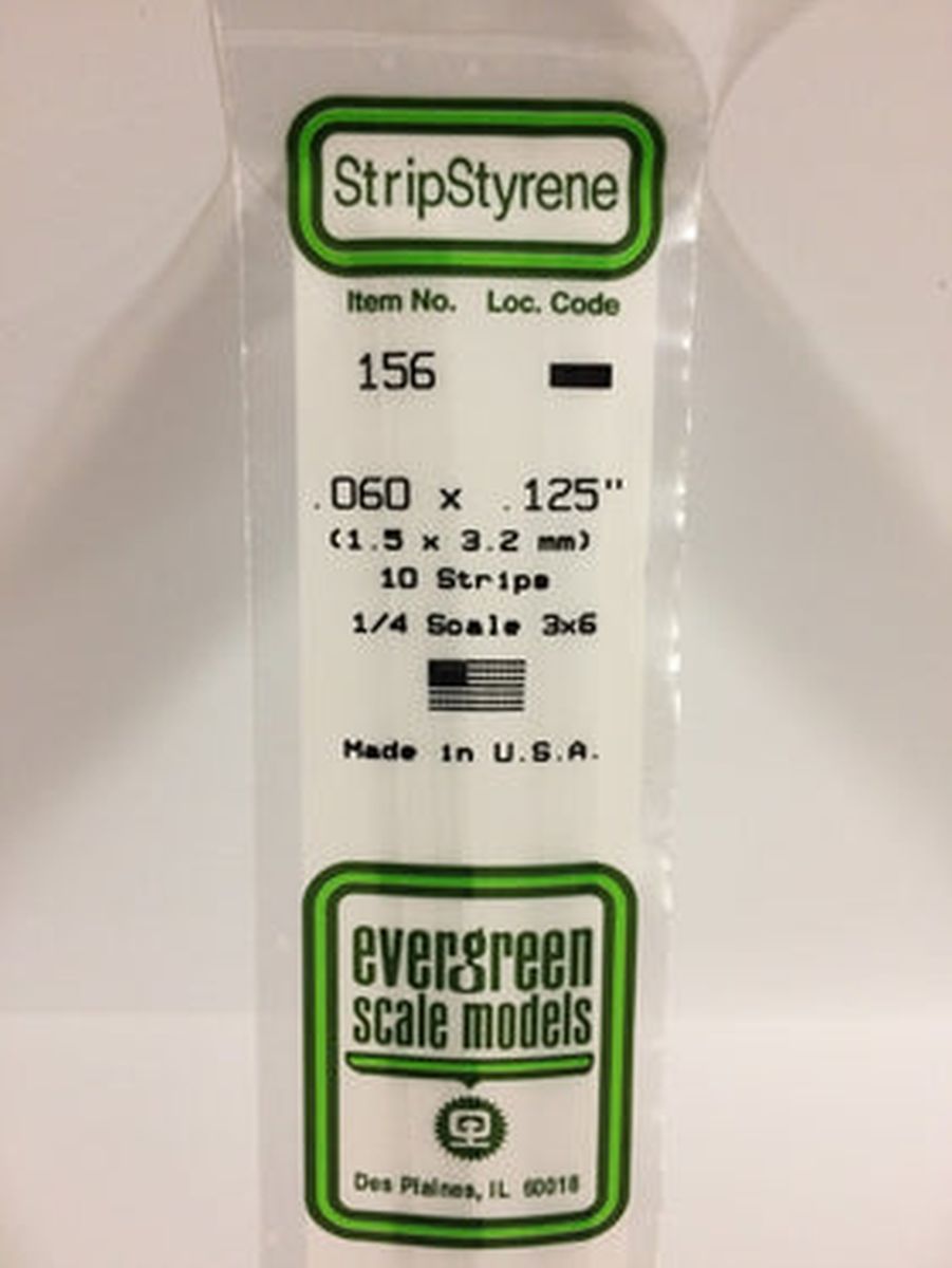 EVERGREEN Strips 156 .060 x .125 (10)