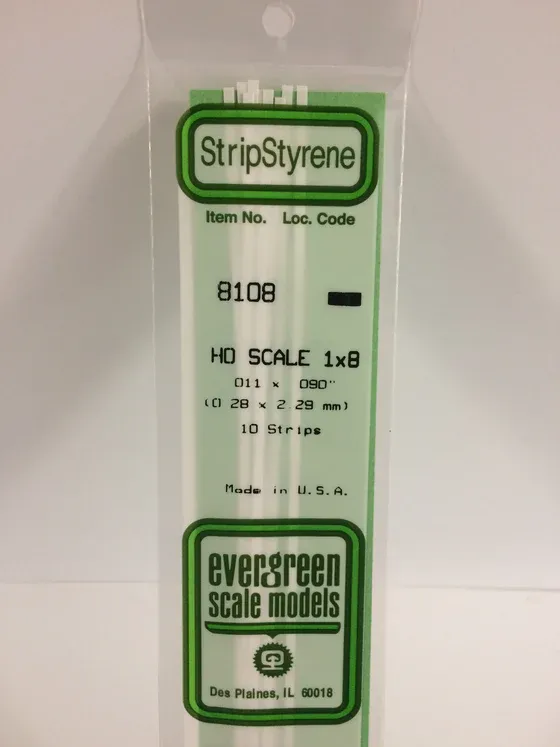 EVERGREEN Strips 8108 HO-Strip 1 x 8 (10)