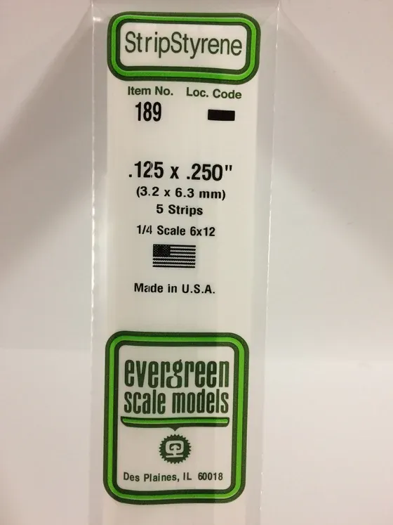 EVERGREEN Strips 189 .125 x .250 (5)