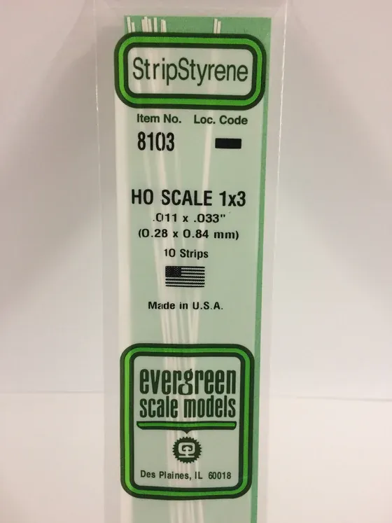 EVERGREEN Strips 8103 HO-Strip 1 x 3 (10)
