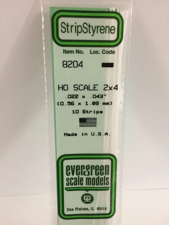 EVERGREEN Strips 8204 HO-Strip 2 x 4 (10)