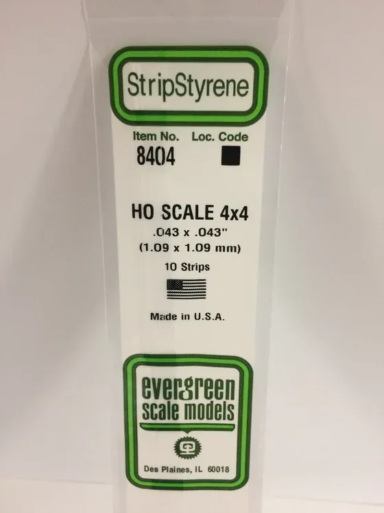 EVERGREEN Strip 8404 HO-Strip 4 x 4 (10)