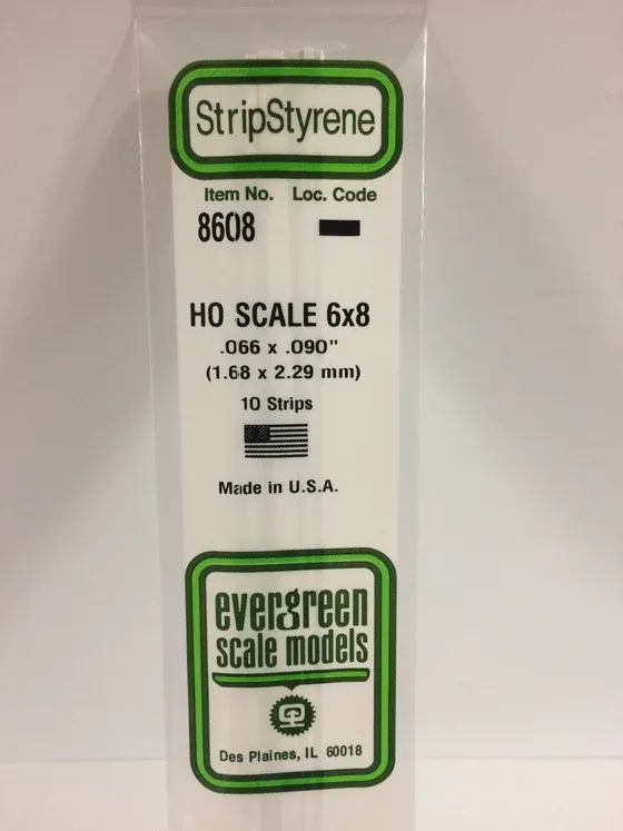 EVERGREEN Strips 8608 HO-Strip 6 x 8 (10)