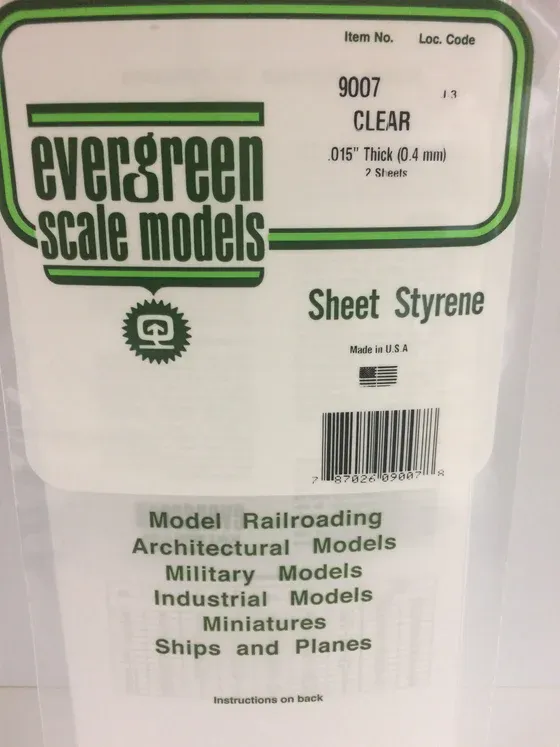 EVERGREEN 9007  .015” thick Clear sheet (2)
