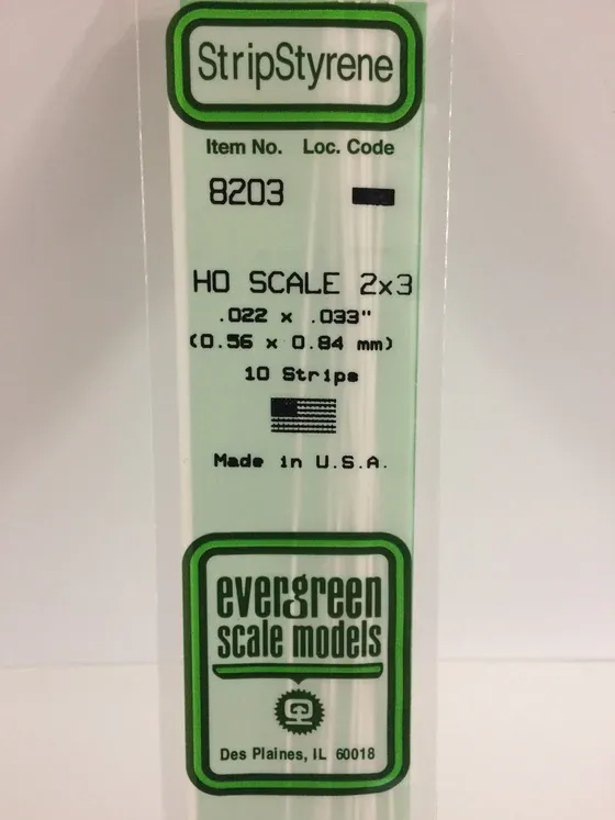 EVERGREEN Strips 8203 HO-Strip 2 x 3 (10)