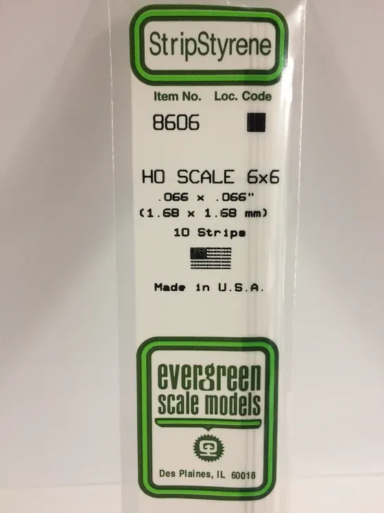 EVERGREEN Strips 8606 HO-Strip 6 x 6 (10)