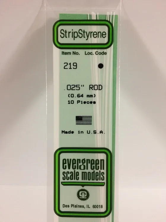 EVERGREEN Strips 219 .025” Rod (10)