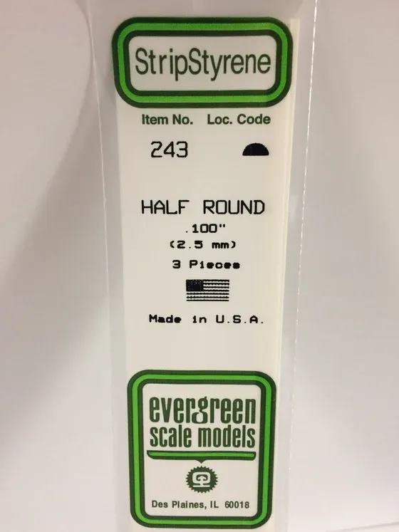 EVERGREEN Strips 243 .100” Half Round (3)