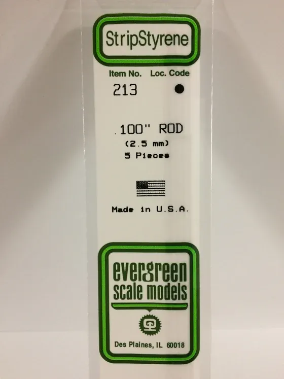 EVERGREEN Strips 213 .100” Rod (5)
