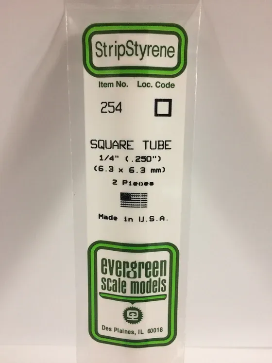 EVERGREEN Strips 254 .250”(1/4”) Sq. Tube (2)