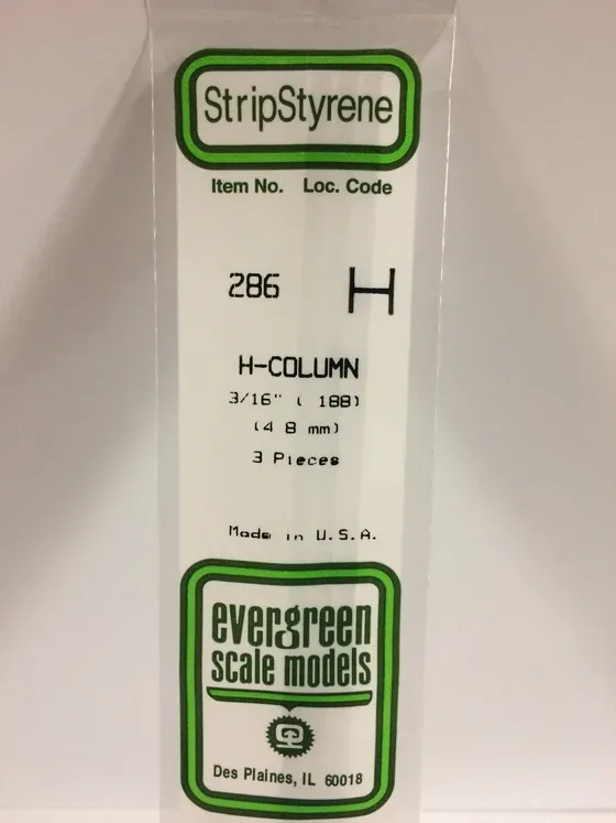 EVERGREEN Strips 286 .188” H-Column 3/16 (3)