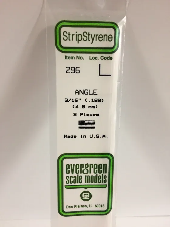 EVERGREEN Strips 296 .188” Angle 3/16” (3)