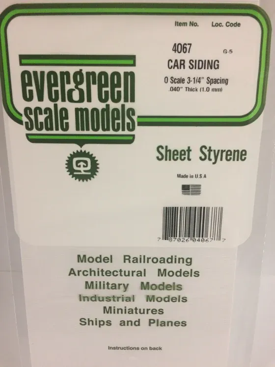 EVERGREEN 4067 O-Scale Car Siding