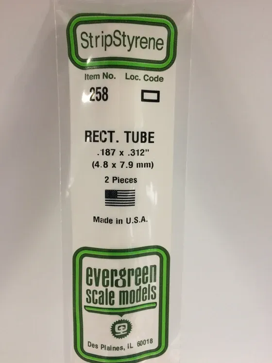 EVERGREEN Strips 258 .187” x .312” Rect. Tube (2)