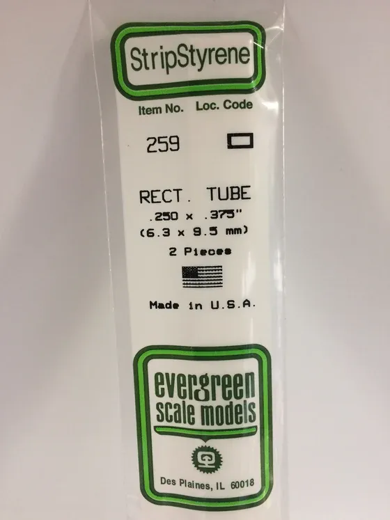 EVERGREEN Strips 259 .250” x .375” Rect. Tube (2)