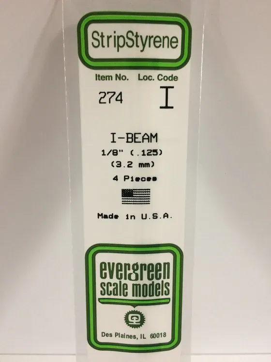 EVERGREEN Strips 274 .125” (1/8”) I-Beam (4)