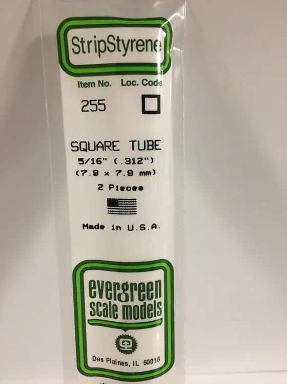 EVERGREEN Strips 255 .312”(5/16”) Sq. Tube (2)
