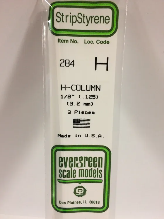 EVERGREEN Strips 284 .125” H-Column 1/8 (3)