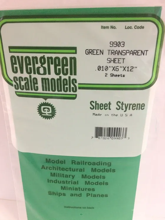 EVERGREEN Clear Sheet .010 thick green (2)